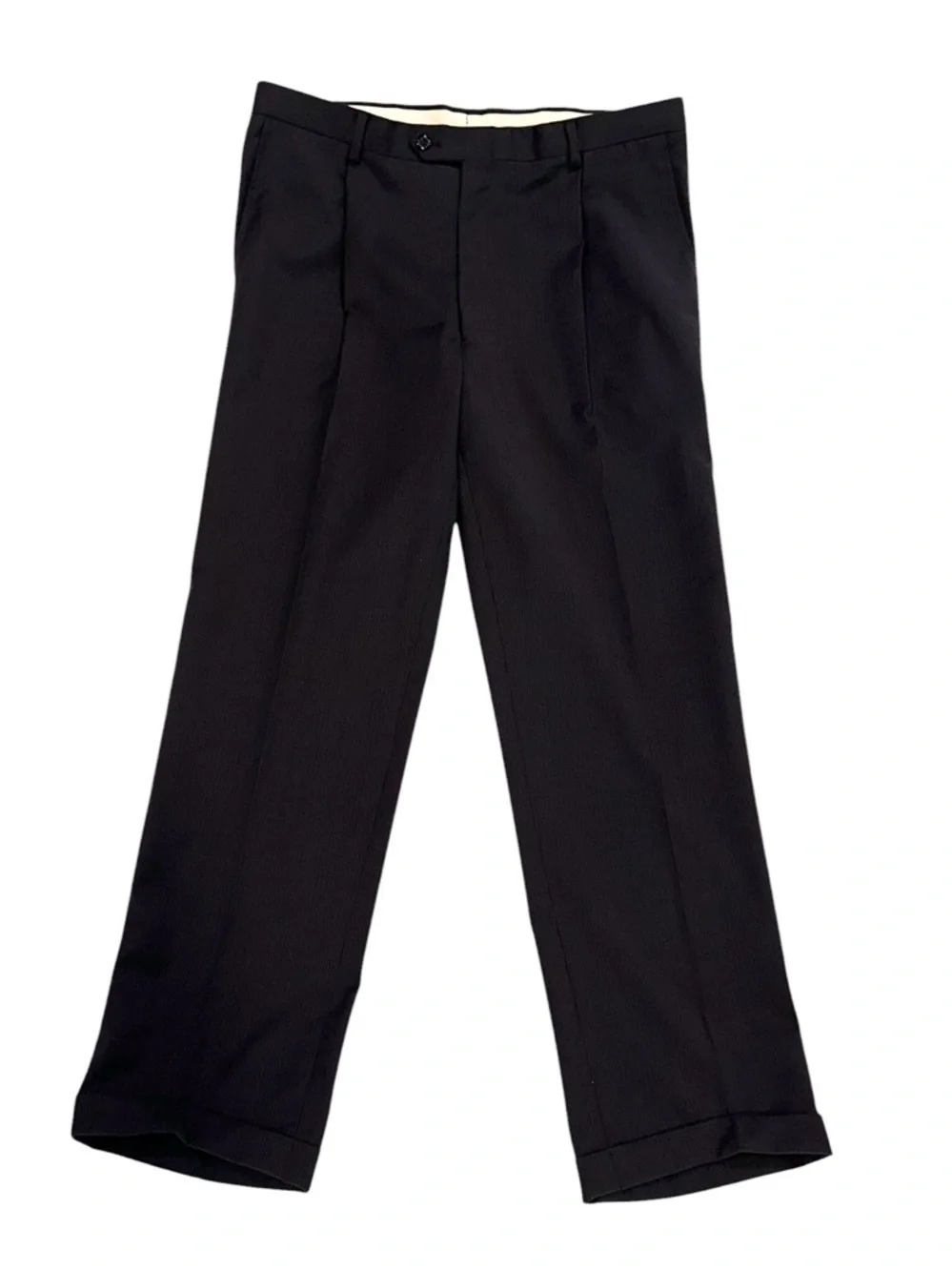 Hart Schaffner & Marx Gold Trumpeter 2Pc Suit Wool Navy Pinstripe 42L 38x32 USA